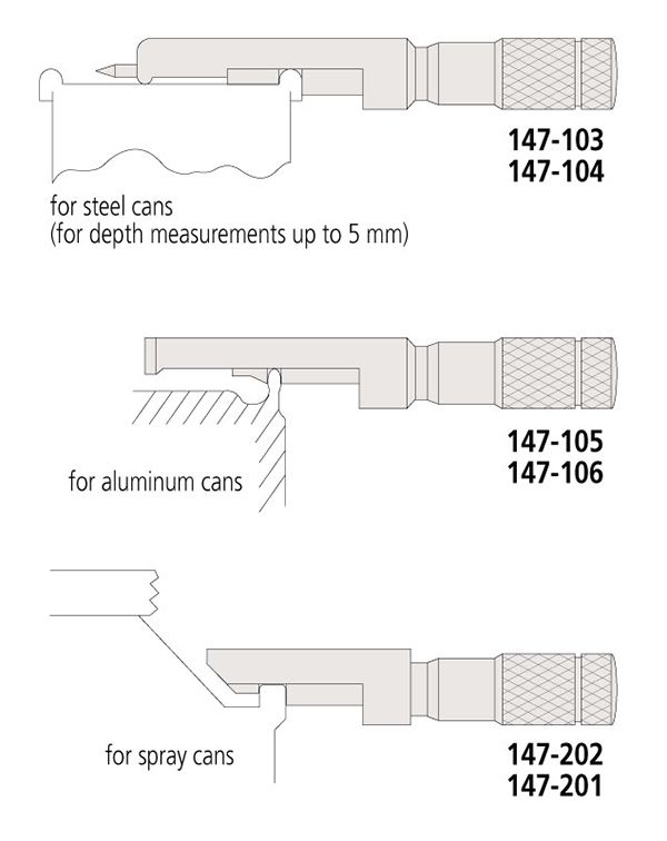 Panme đo kích thước viền nắp can, thùng series147 Mitutoyo